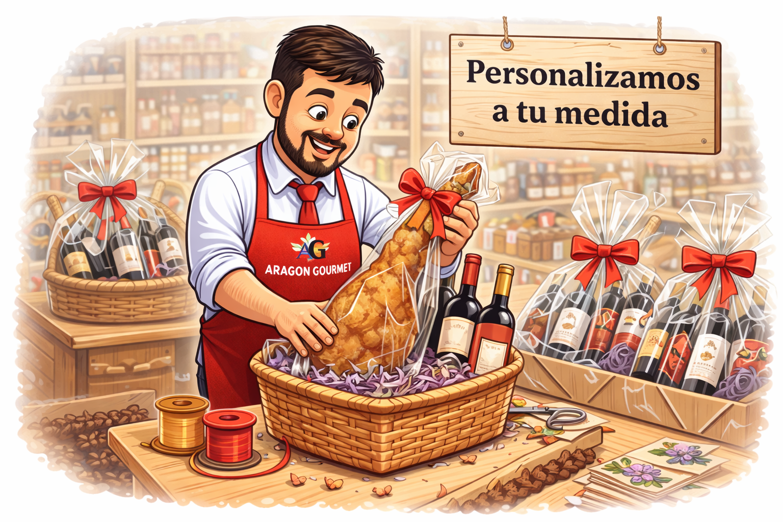 Preparando cesta gourmet